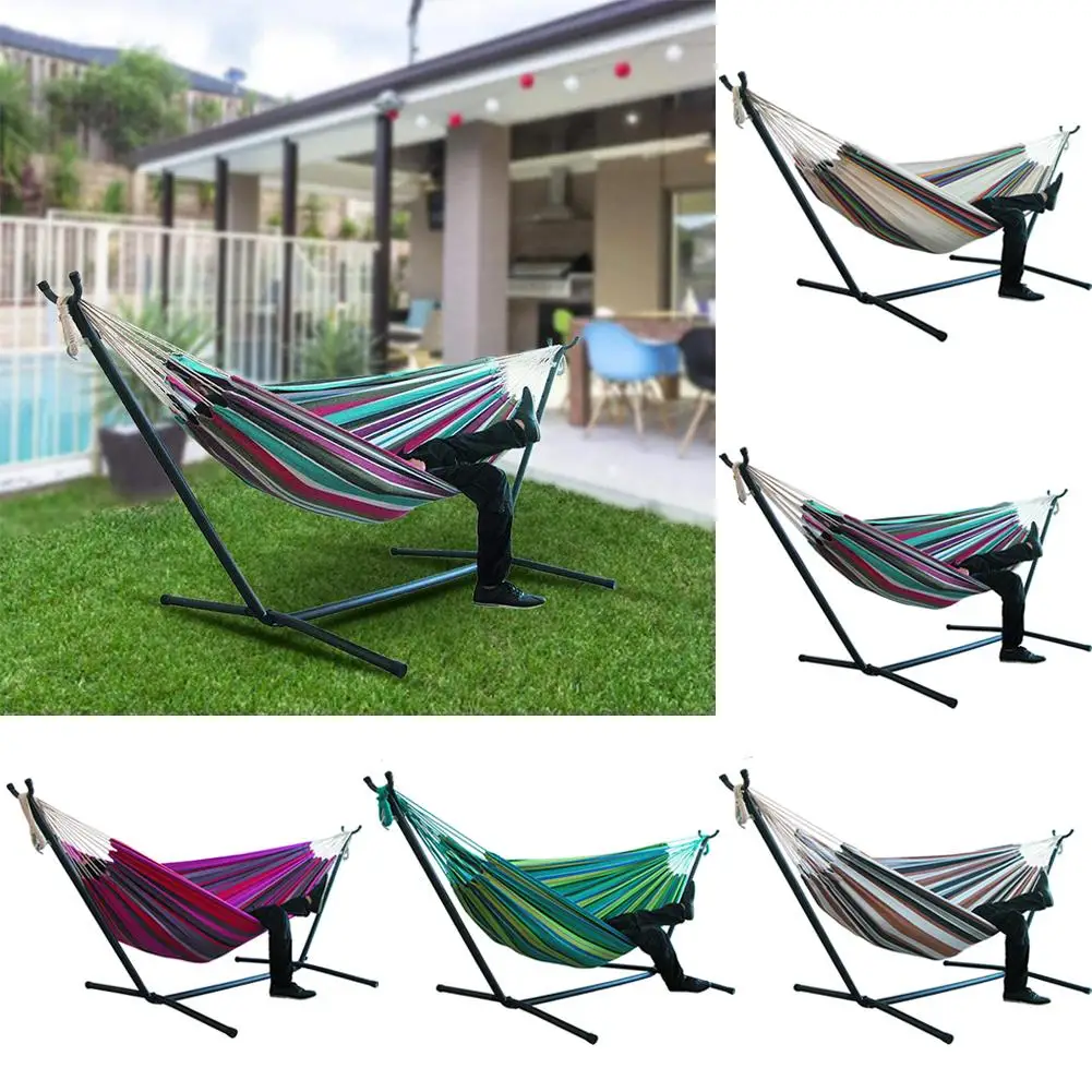 200x150cm Home Indoor Large Without Stand For Bedroom Thicken Widened Foldable Portable Garden Stripe Canvas Hammock Sleeping