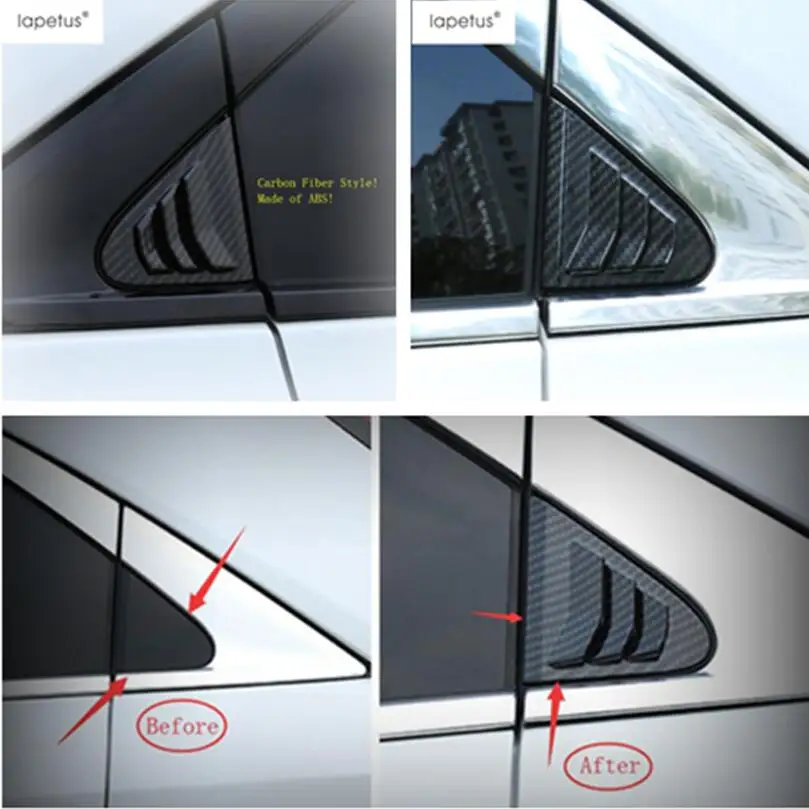 

Lapetus Accessories For Cadillac XT4 2019 - 2022 Rear Tail Window Windshield Spoiler Triangle Louver Molding Cover Kit Trim ABS