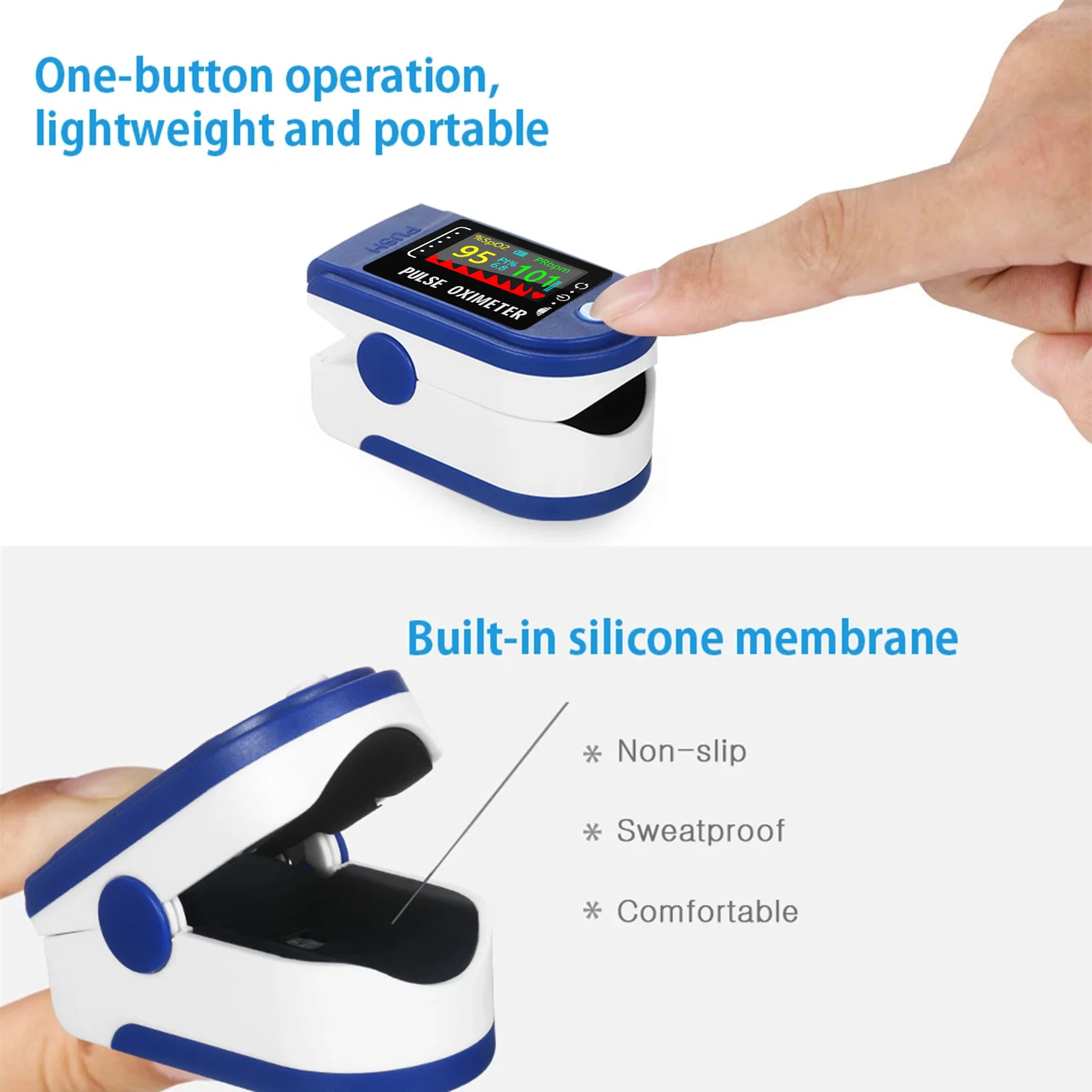 Цифровой Пульсоксиметр на кончик пальца с OLED-дисплеем датчик кислорода в крови