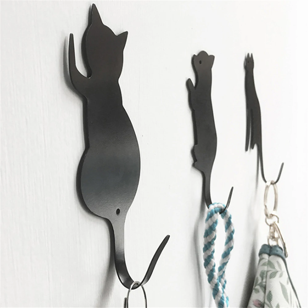 

Kitchen Wall Door Metal Hook Key Hanger Cat Tail Shaped Decorative Holder Clothes Storage Rack Seamless Hook Tool Accessories