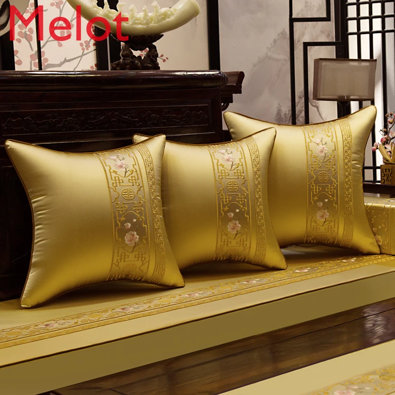

Chinese High-End Embroidery Thickening Rosewood Sofa Seat Cushions Soft Jacquard Velvet Pillow Simple Sofa Cover
