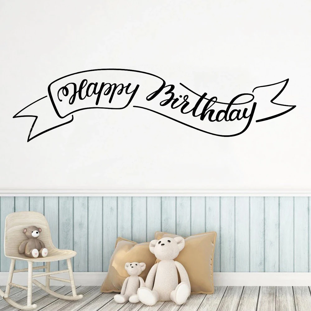

Happy Birthday Wall Decals Murals For Kids Girl Bedroom Stickers Removable Vinyl Party Livingroom Decoration Poster HJ0146