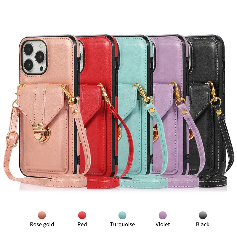 Case For iphone 13 12 Mini 11 Pro xs Max xr 7 8 Plus SE 2020 Cover Wallet Card Strap Belt Leather Holder Shockproof Phone Bag Ca