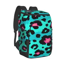 Protable Insulated Thermal Cooler Waterproof Lunch Bag Leopard Skin Pattern Picnic Camping Backpack Double Shoulder Wine Bag