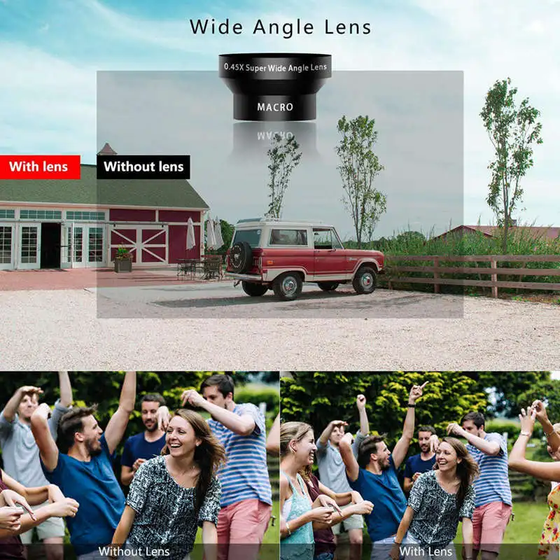 

Large Aperture Hd Phone Lens, 52Uv 0.45X Wide Angle & 15X Macro Lens, 2 In 1 Clip-On Cell Phone Camera Lens For Iphone, Samsung