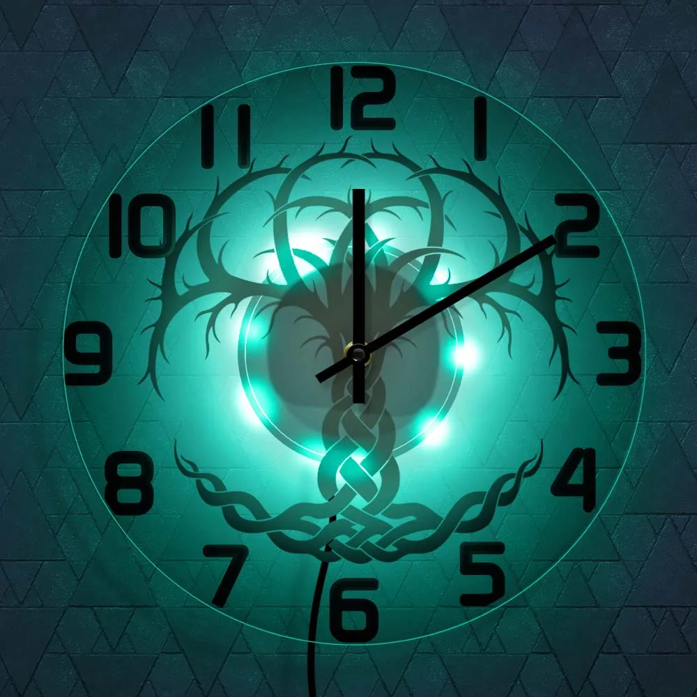 Кельтские бесшумные настенные часы с деревом жизни современный дизайн