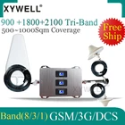 Трехдиапазонный мобильный усилитель сигнала с большим покрытием GSM 900 UMTS 2100 4G 1800, две внутренних антенны, ретранслятор, комплект усилителей