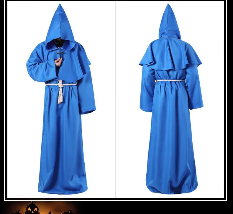 wizard costume halloween cosplay medieval monk friar robe priest costume ancient clothing christian suit free global shipping
