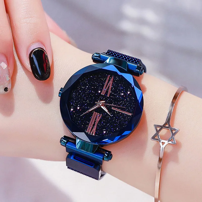 

Rose Gold Luxury Starry Sky Watch Ladies Fashion PopRhinestone Diamond Girls Watch Relogio Feminino Galaxy Women Watch