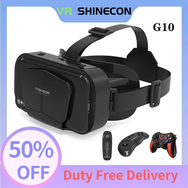 VR Shinecon yeni 3D sanal gerçeklik oyun gözlükleri kulaklık uyumlu iPhone ve Android telefon ile G10 Metaverse VR kulaklık
