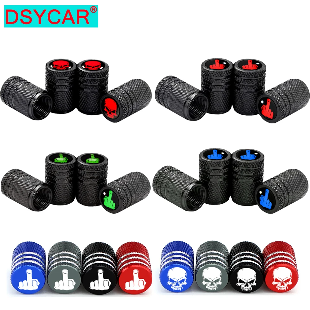 

DSYCAR 4Pcs/Set Tire Stem Valve Caps Aluminum Car Dustproof Caps Tire Wheel Stem Air Valve Caps