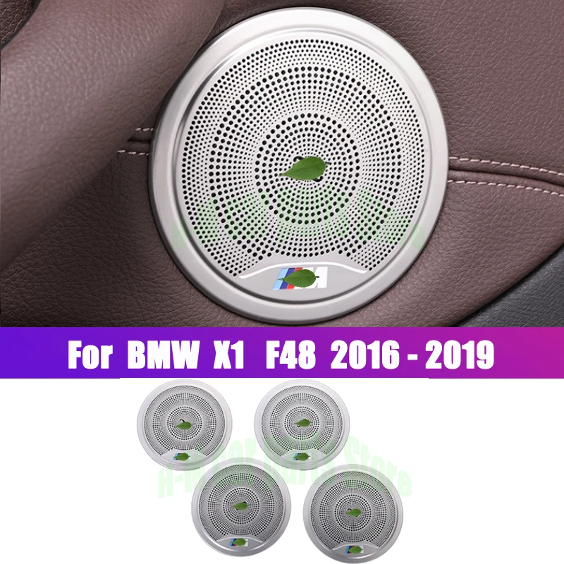 

Для BMW X1 F48 2016 2019 черные наклейки из нержавеющей стали для стайлинга автомобилей двери автомобиля динамик Рог Рамка украшения крышки