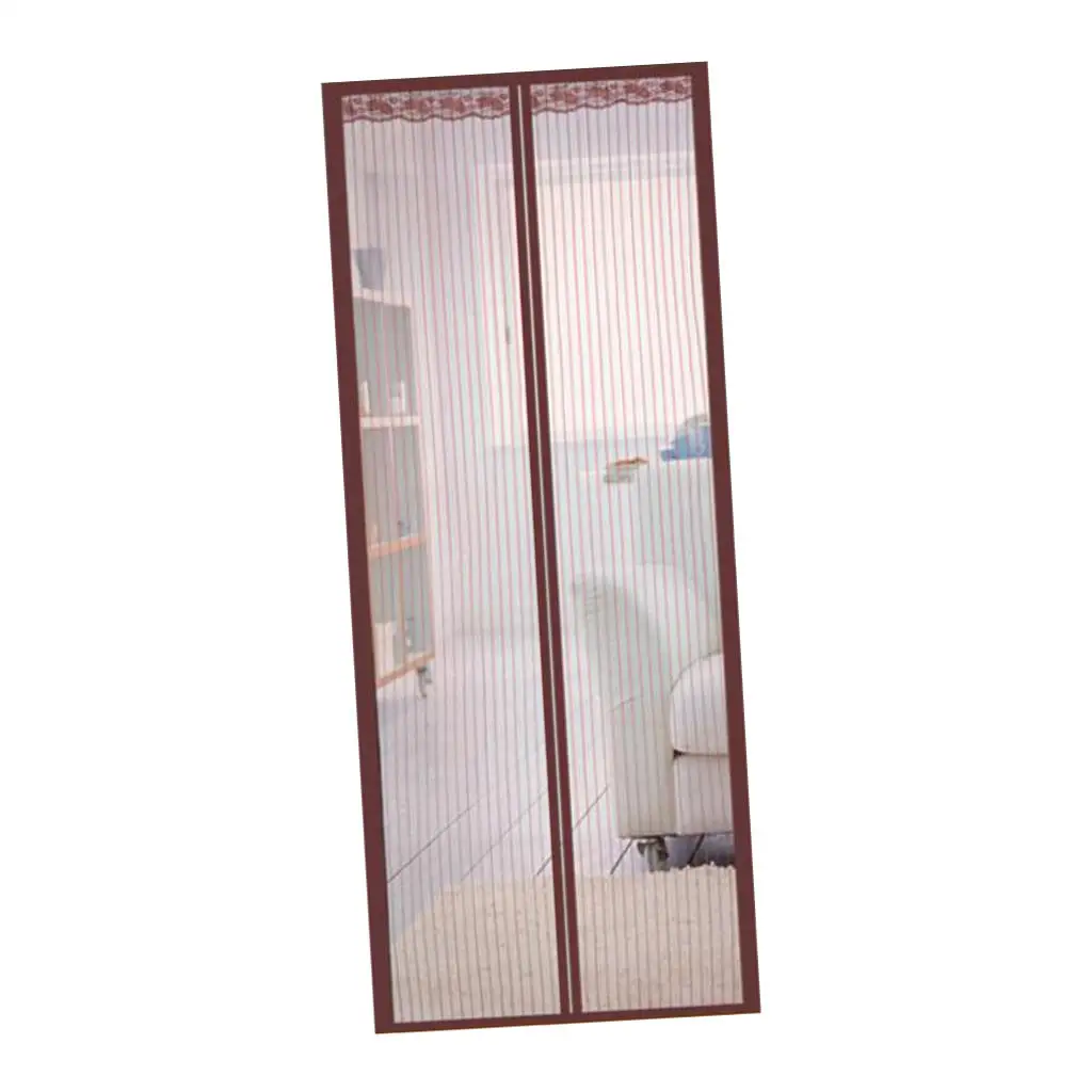 

Magnetic Mesh Door Curtain Snap Fly Bug Insect Proof Curtain-Coffee