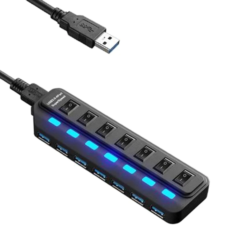 

USB-разветвитель с 7 портами USB 3,0 и выключателем