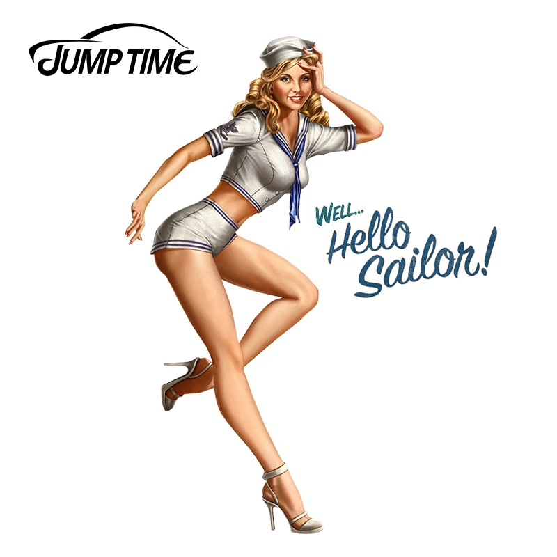 JumpTime 13 см x 9 7 автомобиль Стикеры сексуальное платье пинап с рисунком Hello в морском