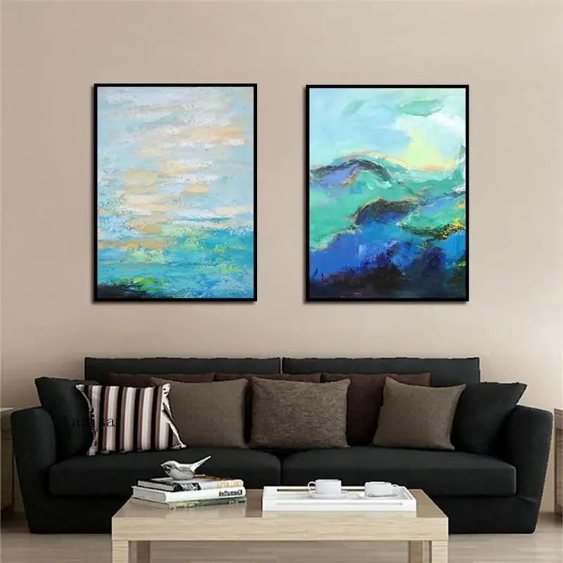 

Современная Абстрактная живопись гор река пейзаж на холсте постер и принты настенные картины для гостиной домашний декор роспись