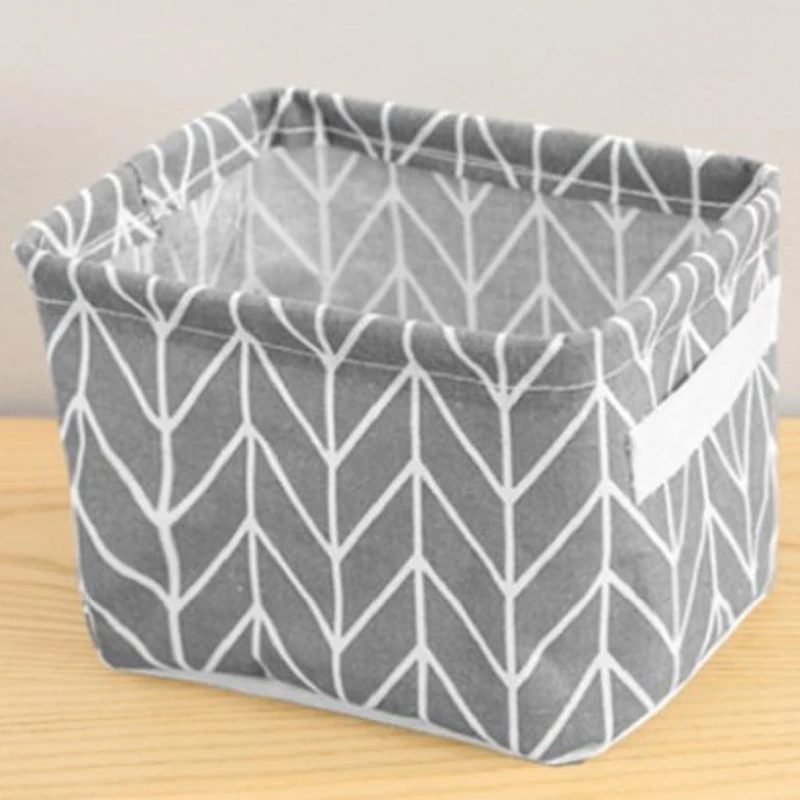 Foldable Desktop storage basket Canva Underwear Cosmetic Organizer fabric sundries debris box with Handle Laundry Basket | Дом и сад