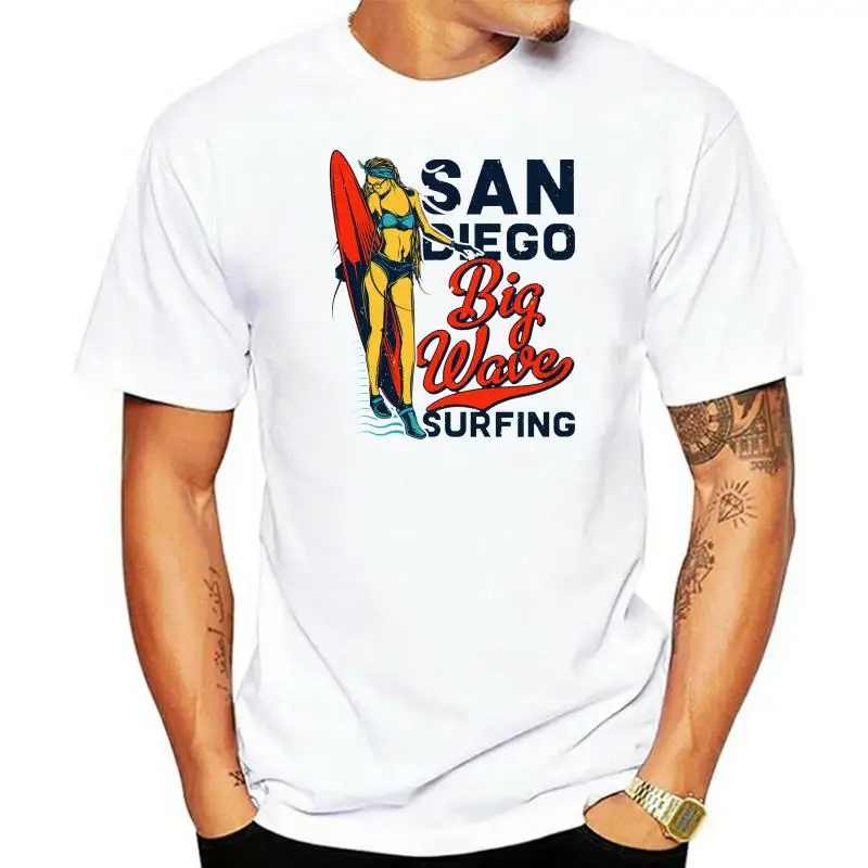 

San Diego Big Wave Surf Mens T-Shirt SURF BEACH SURFERS SHIRT USA HOLIDAY Humorous Cotton TEE Shirt