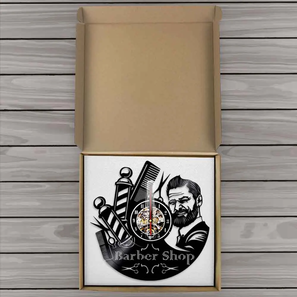 Уход за волосами настенные часы для парикмахерской CD виниловая запись