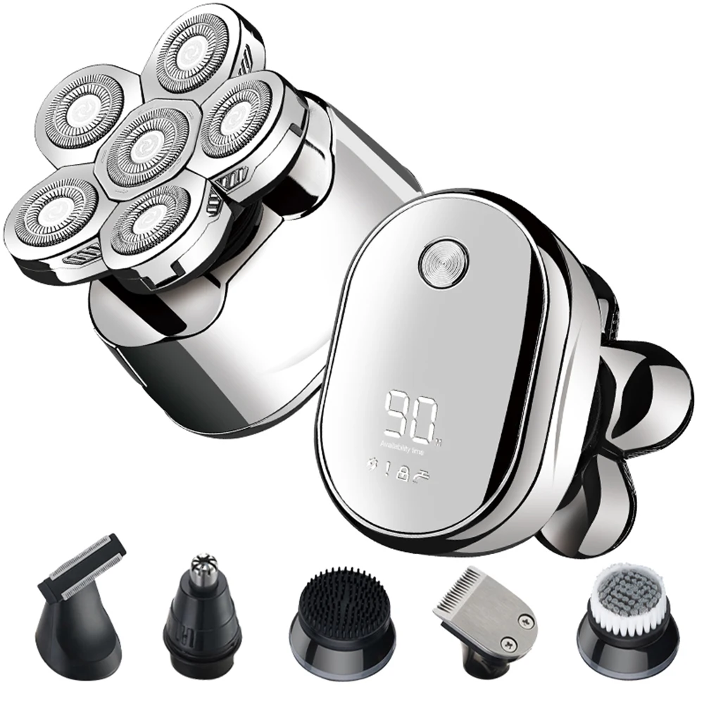 

6 in 1 Electric Razor USB Rechargeable Hair Trimmer Groomer for Men Portable Trimmer Full Body Washable Waterproof with 6 Blades
