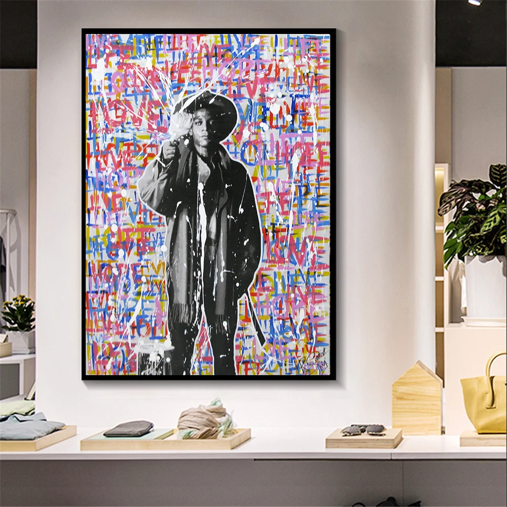 

Graffiti Canvas Painting Colorful Live Love Hope Artist Printed Poster and Prints Wall Pictures For Living Room Home Decorations