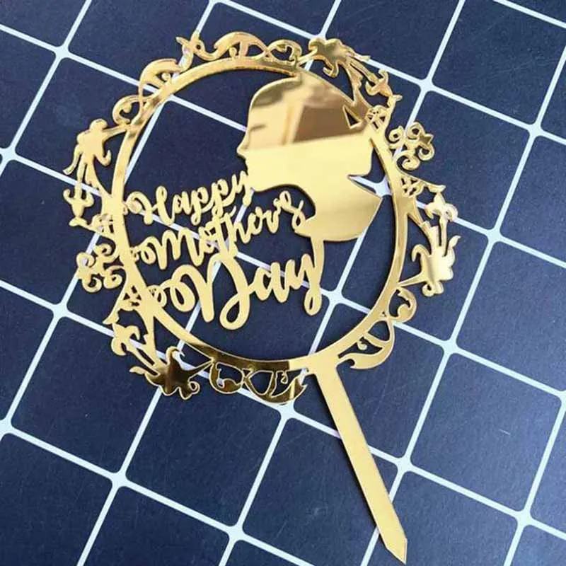Золотой акриловый топ для торта на день матери флаги топпер мамы украшение