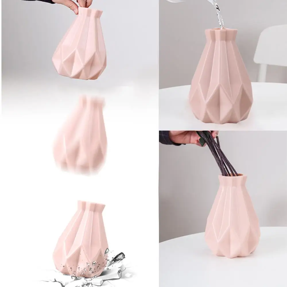 Beautiful Flower Vase Anti Fall Living Room Portable Nordic Plastic Desktop Balcony Pe Ornament Imitation Ceramic | Дом и сад