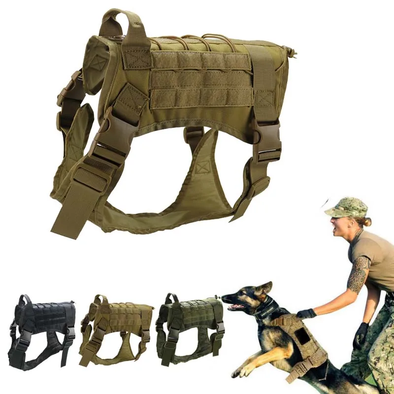

Dog Vest Outdoor Hunting Molle 1000D Nylon Water-resistant Military Tactical Training Adjustable Dog Harness Hunting Vest