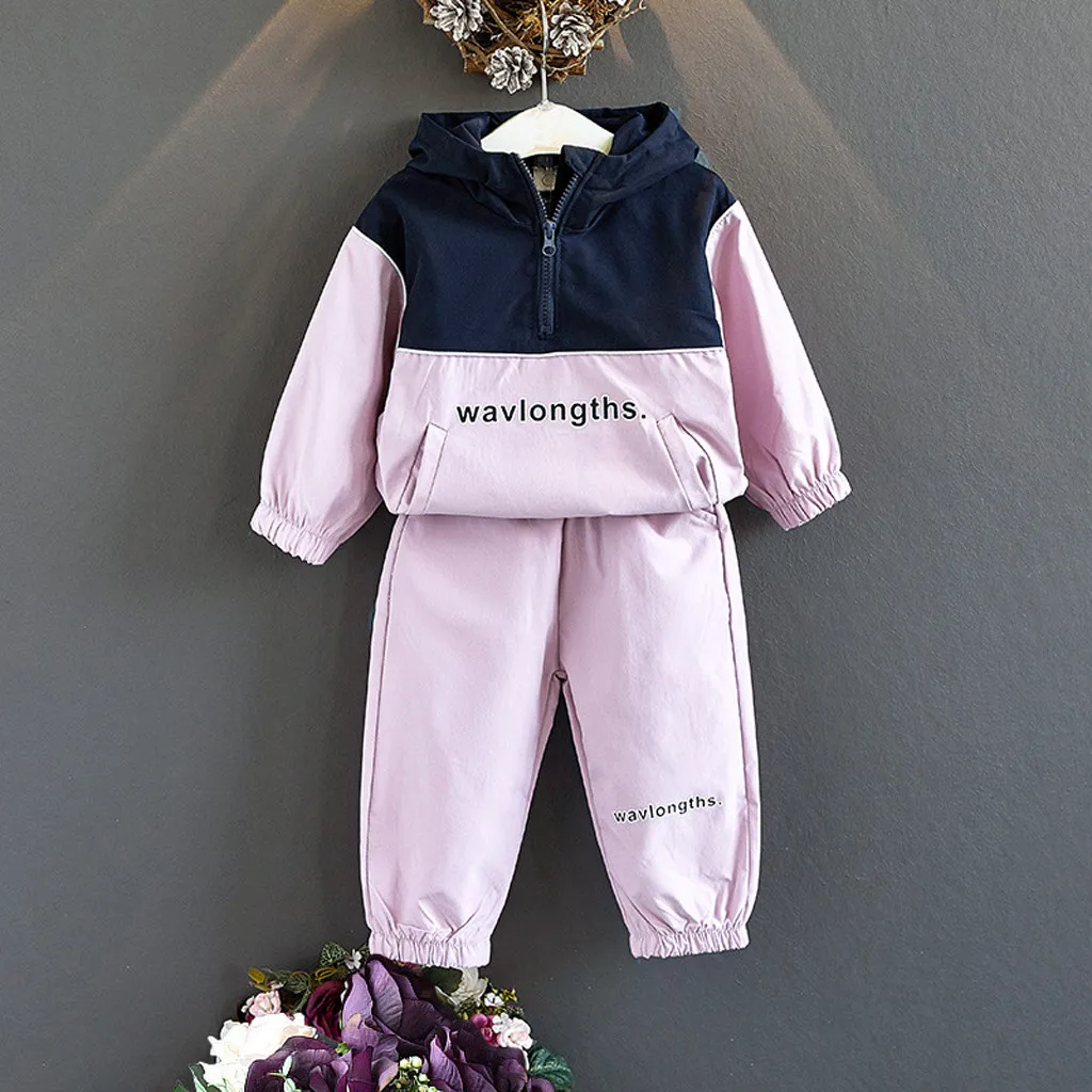 Toddler Kids Baby Girl Boys Hooded Letter Sweatshirt Coat+Pants Outfits Clothes Children's suit High Quality | Детская одежда и