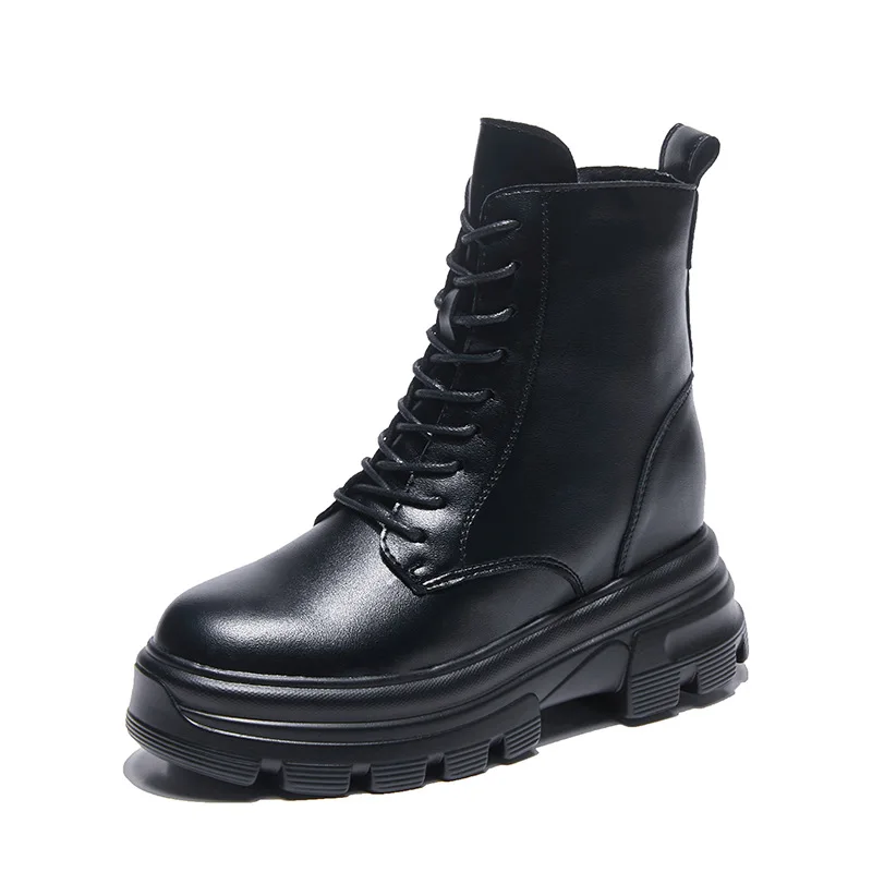 

British style thick-soled short boots women's 2021 autumn and winter increased riding boots small wild motorcycle tide boots