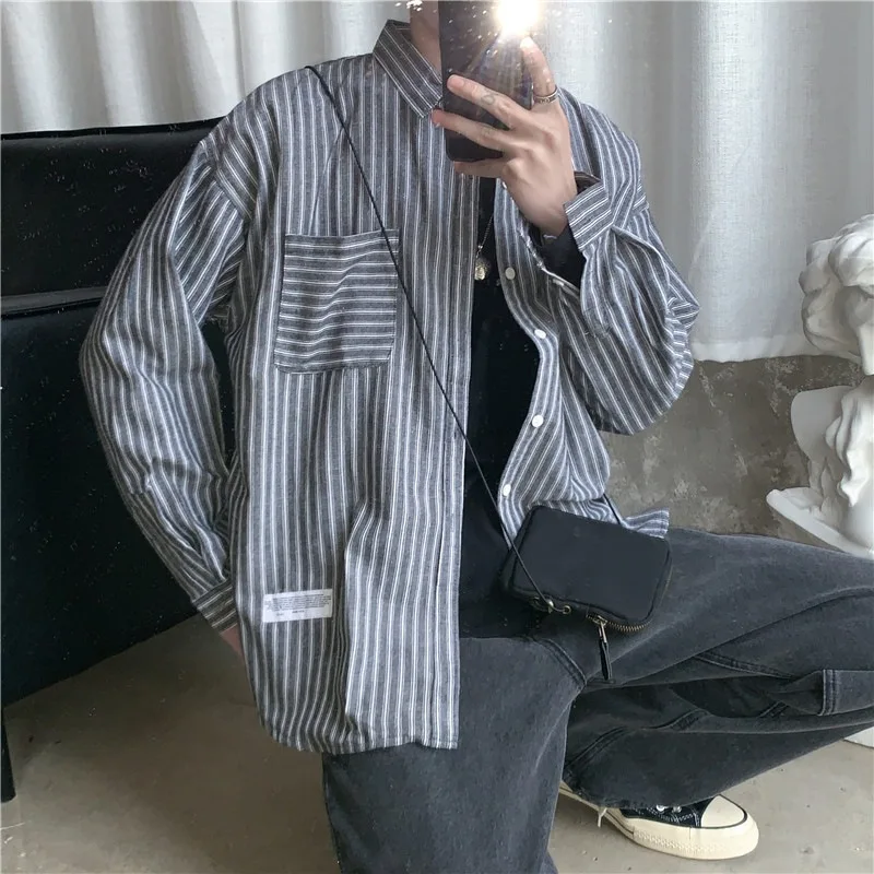 Мужская рубашка весна новый стиль INS тренд красивая повседневная с длинным