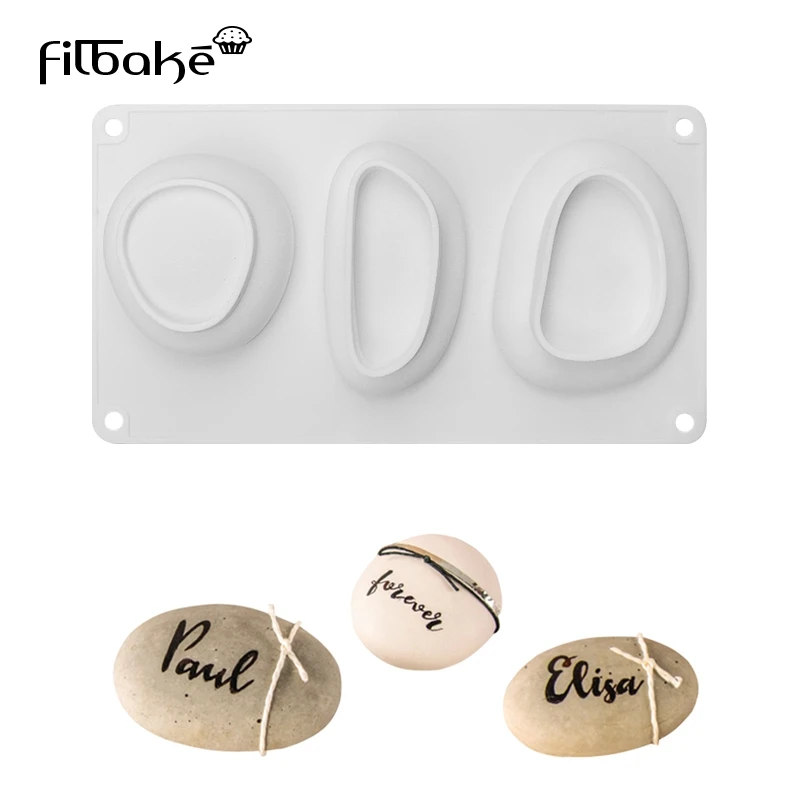 

3 Holes Pebble Oval Mold Cobblestone Shaped Silicone Mousse Cake Decorating Mold Baking Tools For Chocolate Chiffon Moulds