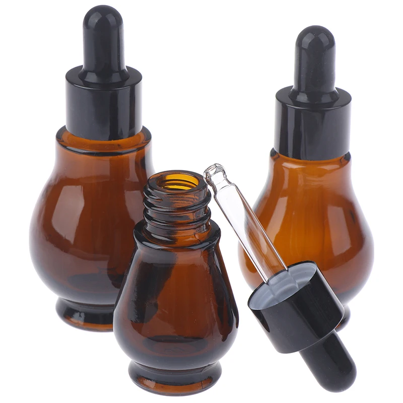 

1PCS New 5/10/15/20/30/ml Amber Glass Dropper Bottle Essential Oil Perfume Pipette Bottles Refillable Empty Container