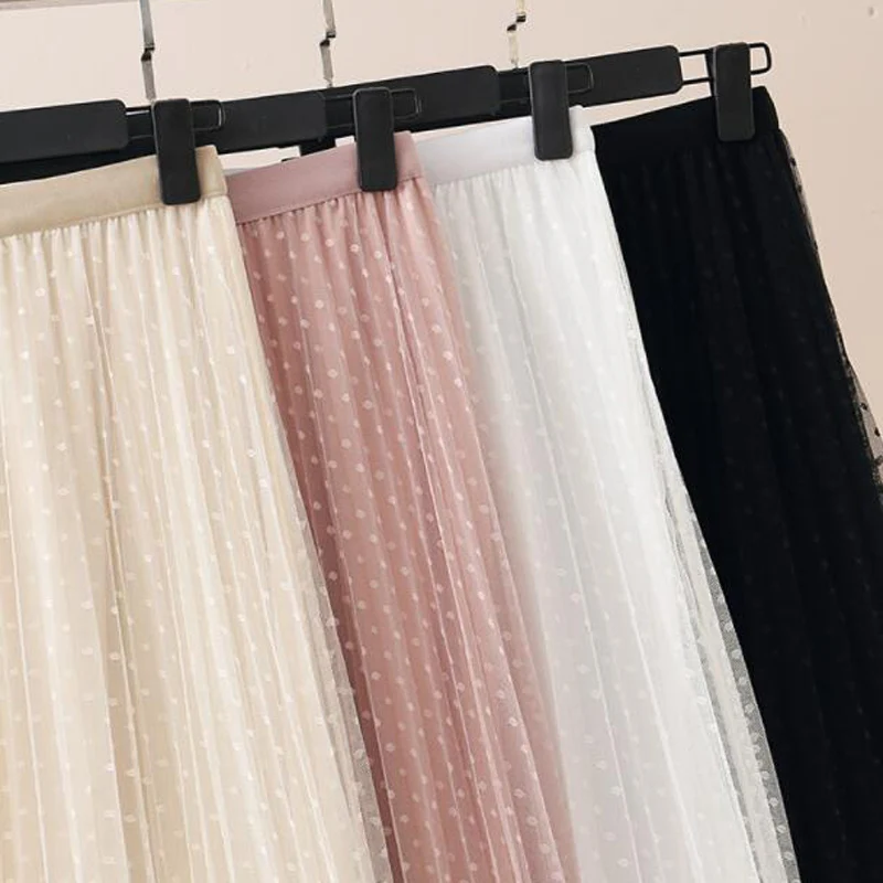 Новые летние белые тюлевые юбки для женщин элегантные кружевные сетчатые