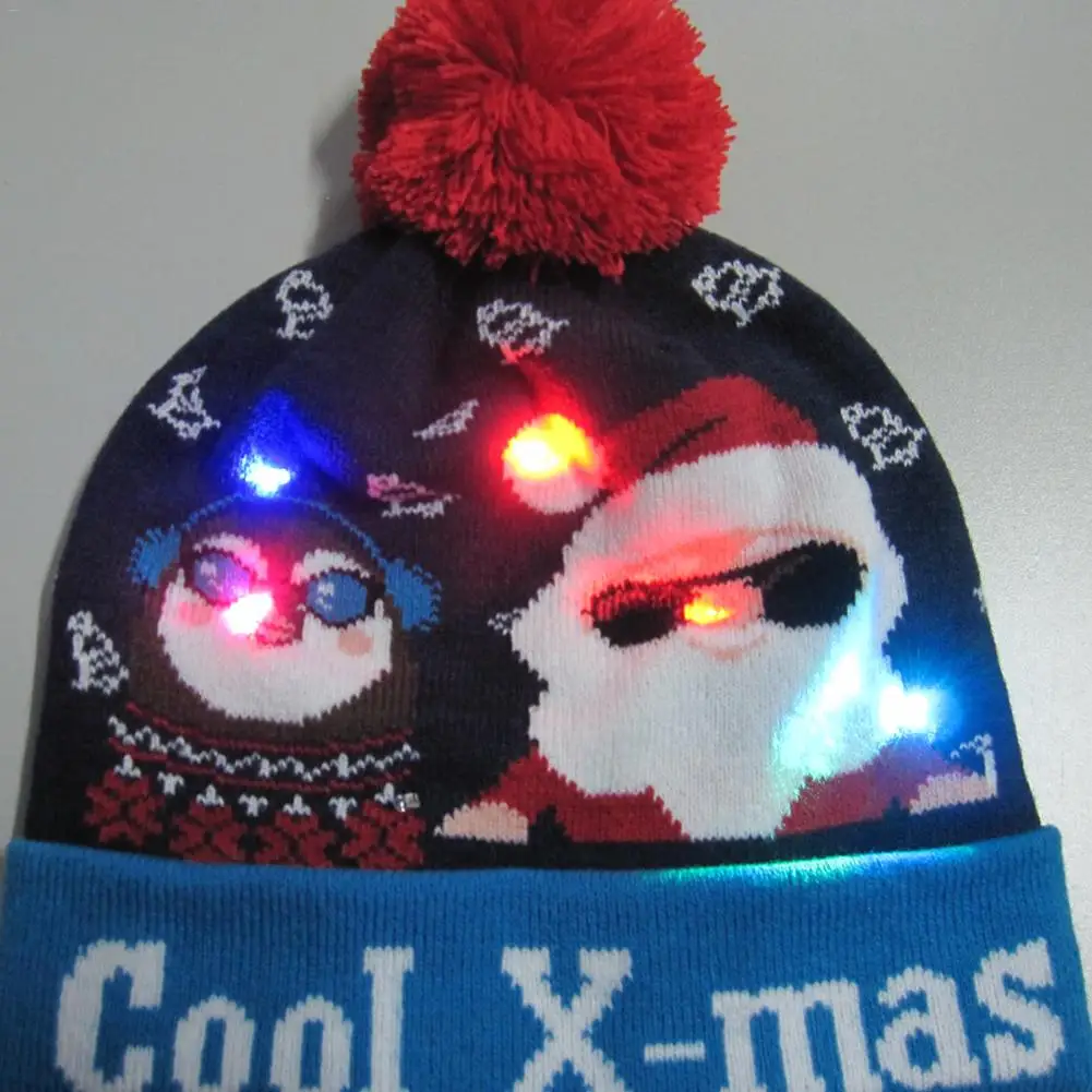 Рождественская шапка светодиодный с изображением Санта Клауса лося снеговика и
