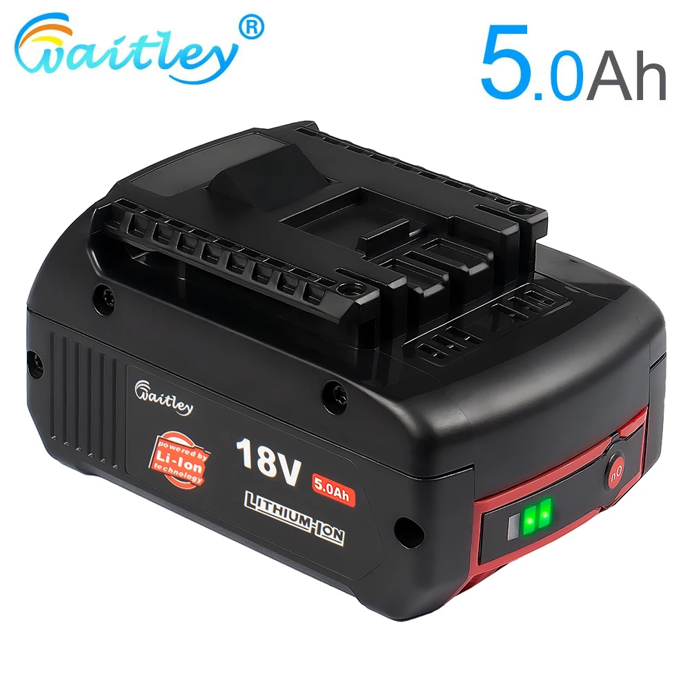 

Waitley 18V 5000mah Rechargeable Li-ion Battery For Bosch 18V Power tool Backup 5.0A Portable Replacement BAT609 Indicator light