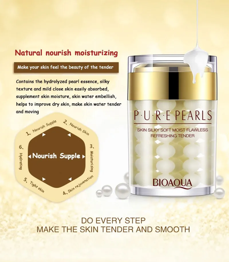 

BIOAQUA Pure Pearl Essence Face Cream Whitening Cream Moisturizing Anti Wrinkle Face Serum Facial Acne Scar Removal Skin Care60g