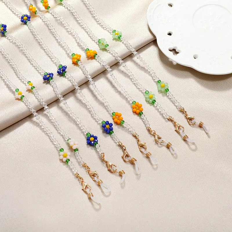 

Glasses Hanging Chain Handmade Crystal Color Flower Mask Chain Hanging Neck Fashion Decoration Anti-drop Rope