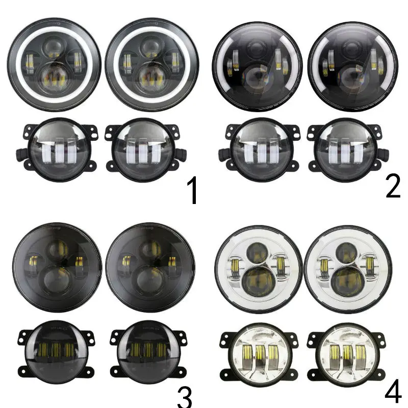 2 шт. 7 дюймовый круглый светодиодный головной светильник в сборе + шт х 30 Вт 4 дюйма
