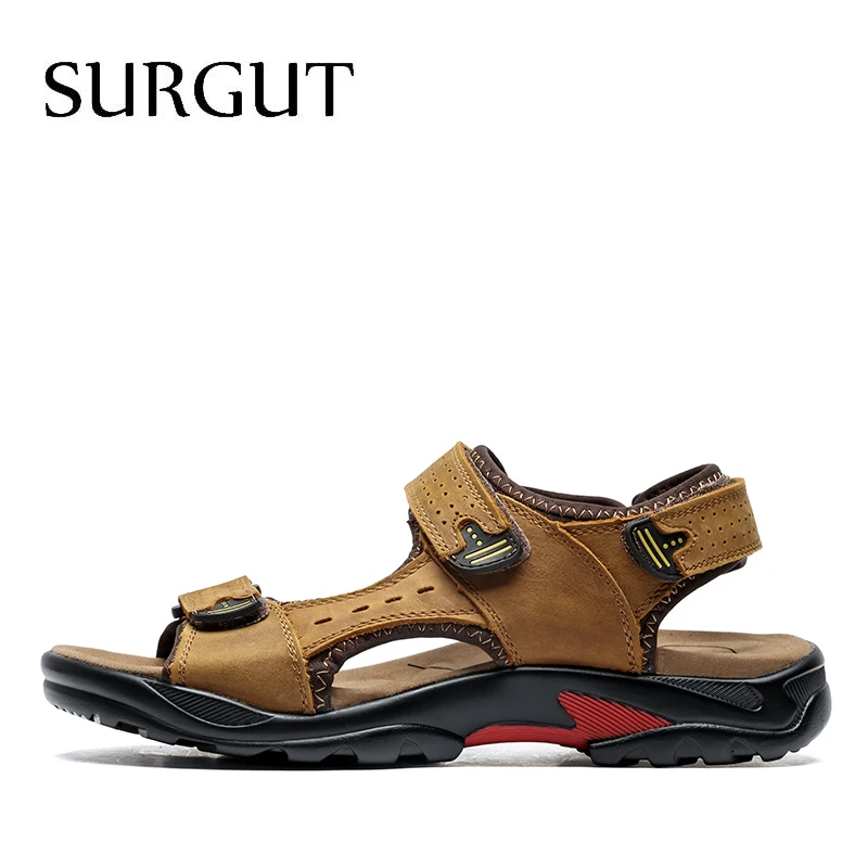 Мужские пляжные сандалии в римском стиле SURGUT светло коричневые босоножки из