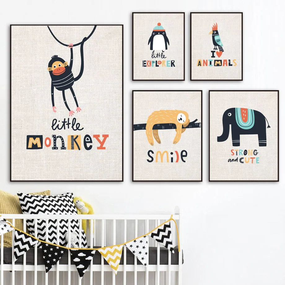 Мультфильм ленивый Сова черепаха слон животные скандинавские постеры и принты