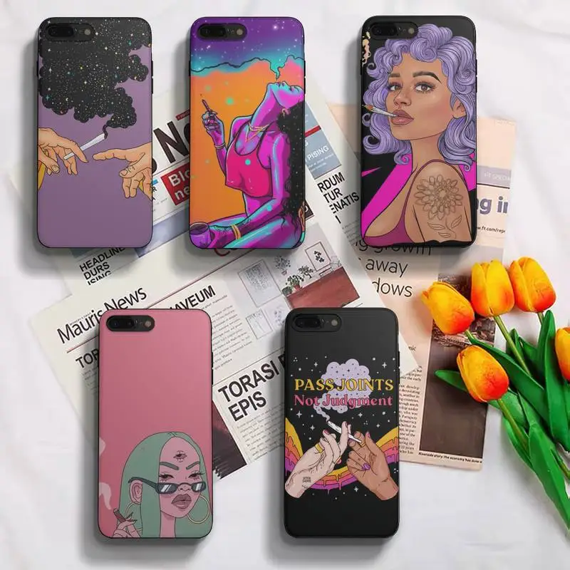 

Aesthetic Cartoon Alien Devil Bad Girl Smoke Phone Case Fundas For Iphone 6 6s 7 8 Plus Xr X Xs 11 12 13 Mini Pro Max