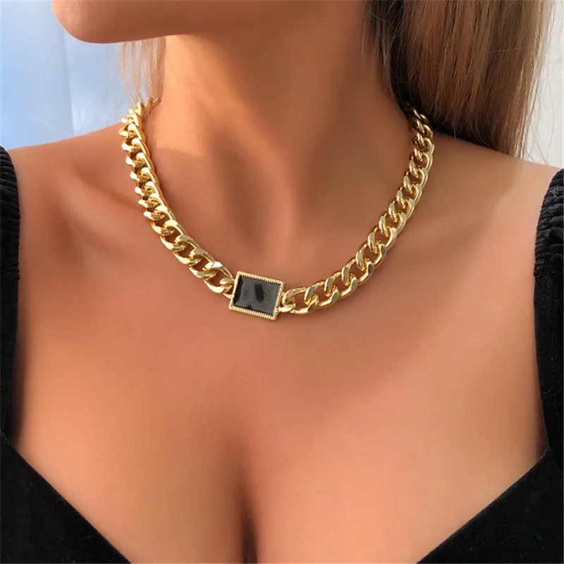 

At the beginning of Han Han trend punk wind fashion sexy gold strong chain chain women cheap chain necklace