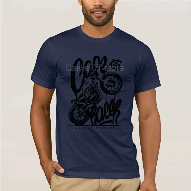 

2020 New Mens T Shirts MAGLIETTA T SHIRT HAPPINESS CAFE RACER VINTAGE MOTO CUSTOM MOTORCYCLE Print Round Neck Man T SHIRT