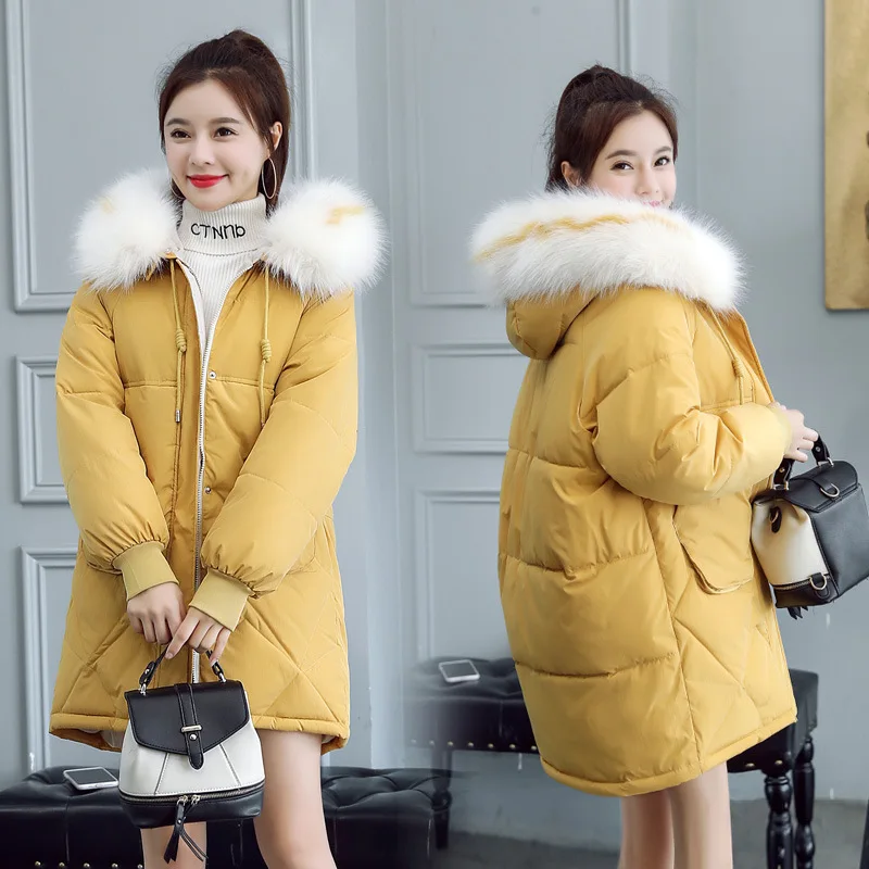 

Oversize Fur Coat Hooded Winter Down Jacket Women Jacket Thick Warm Cotton padded Wadded Parkas Big Pocket Wind Breaker Sleeves