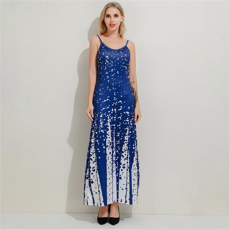 Новое длинное женское платье на бретельках с v образным вырезом лямки печатным