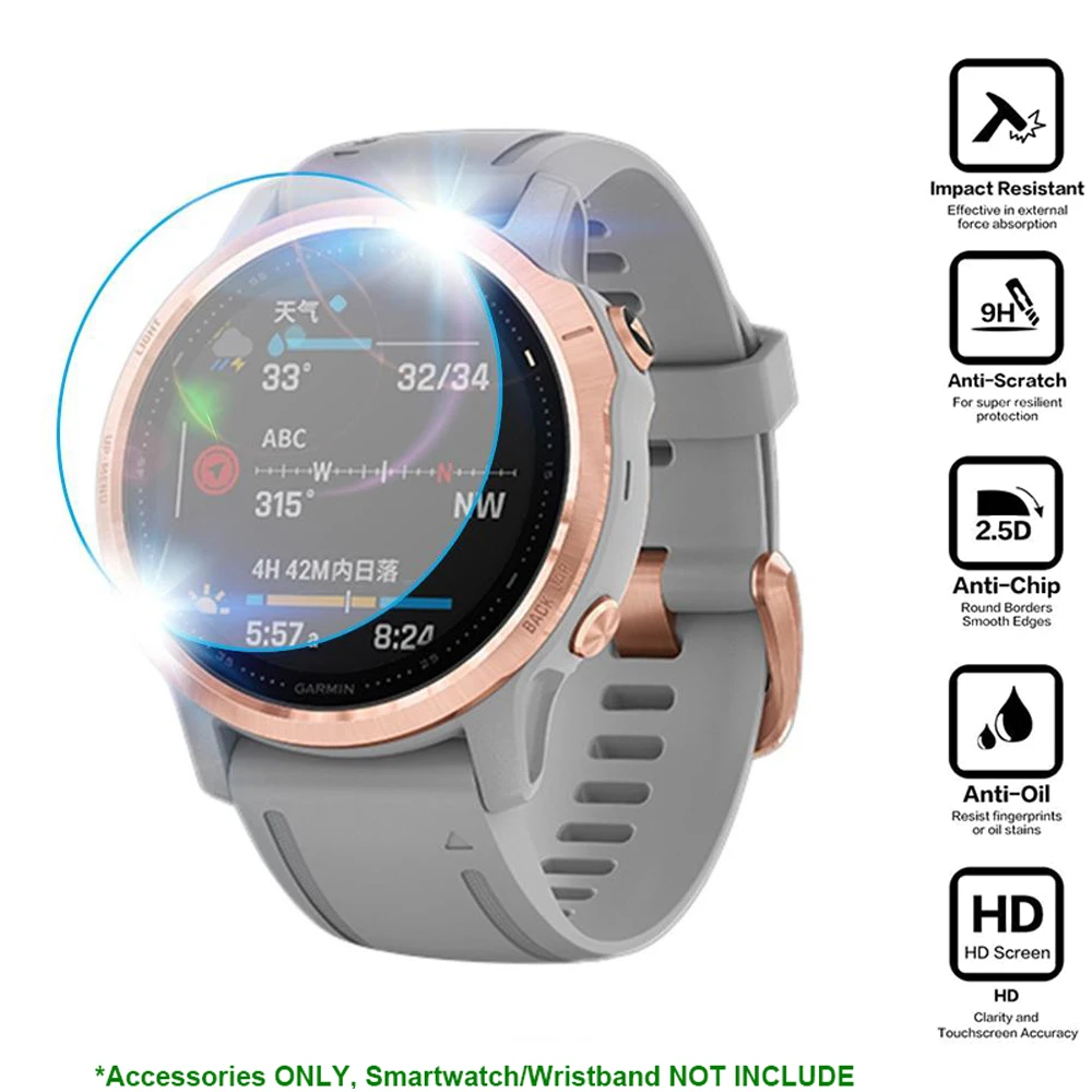 3 шт защитный для Garmin Fenix 5 5S Plus 6S 6X6 Pro Ультра Прозрачный закаленный из стеклянной