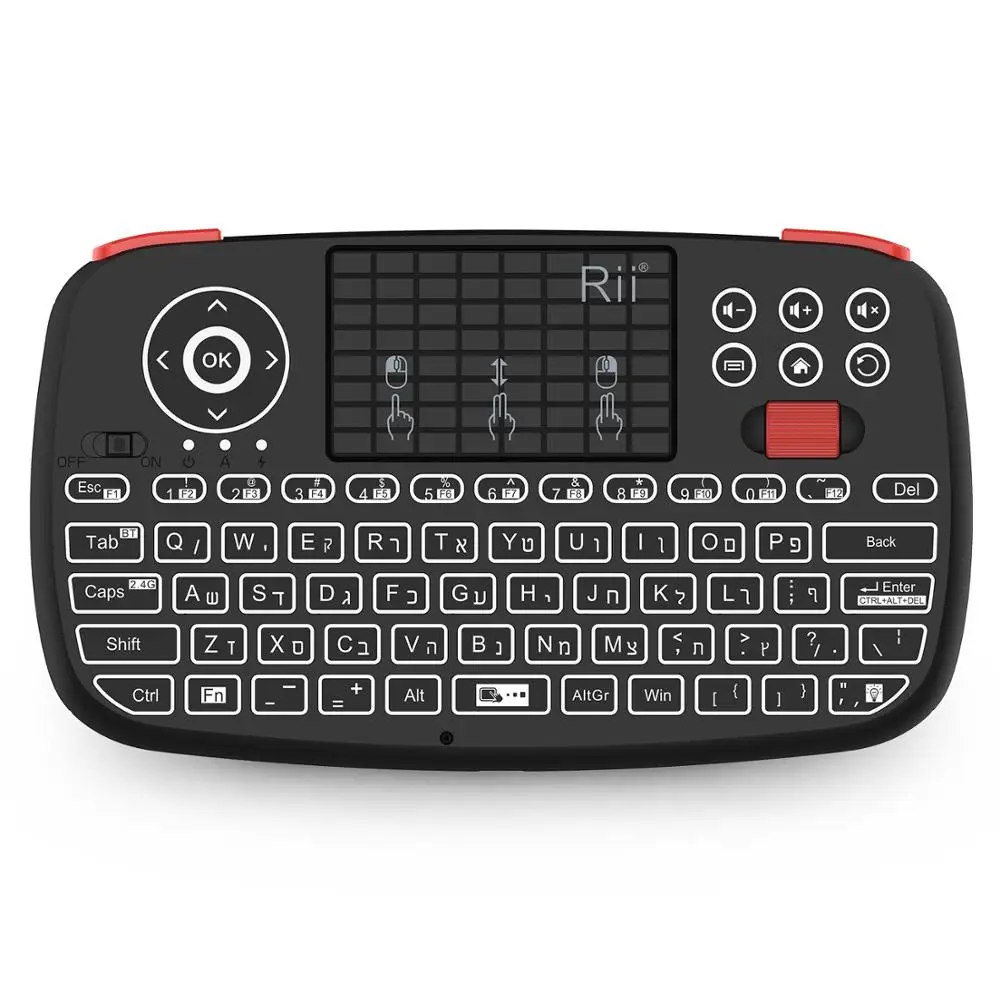 Rii RT726(i4) мини Bluetooth клавиатура русская французская еврейская, испанская 2,4 ГГц воздушная мышь с тачпадом для Android tv Box Mini PC