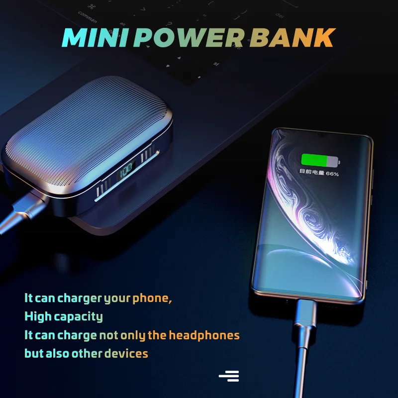 

TWS Wireless Headphones Bluetooth Earphones Stereo Sports Earbuds LED Digital Display Headset With TYPE-C Interface Charging Box