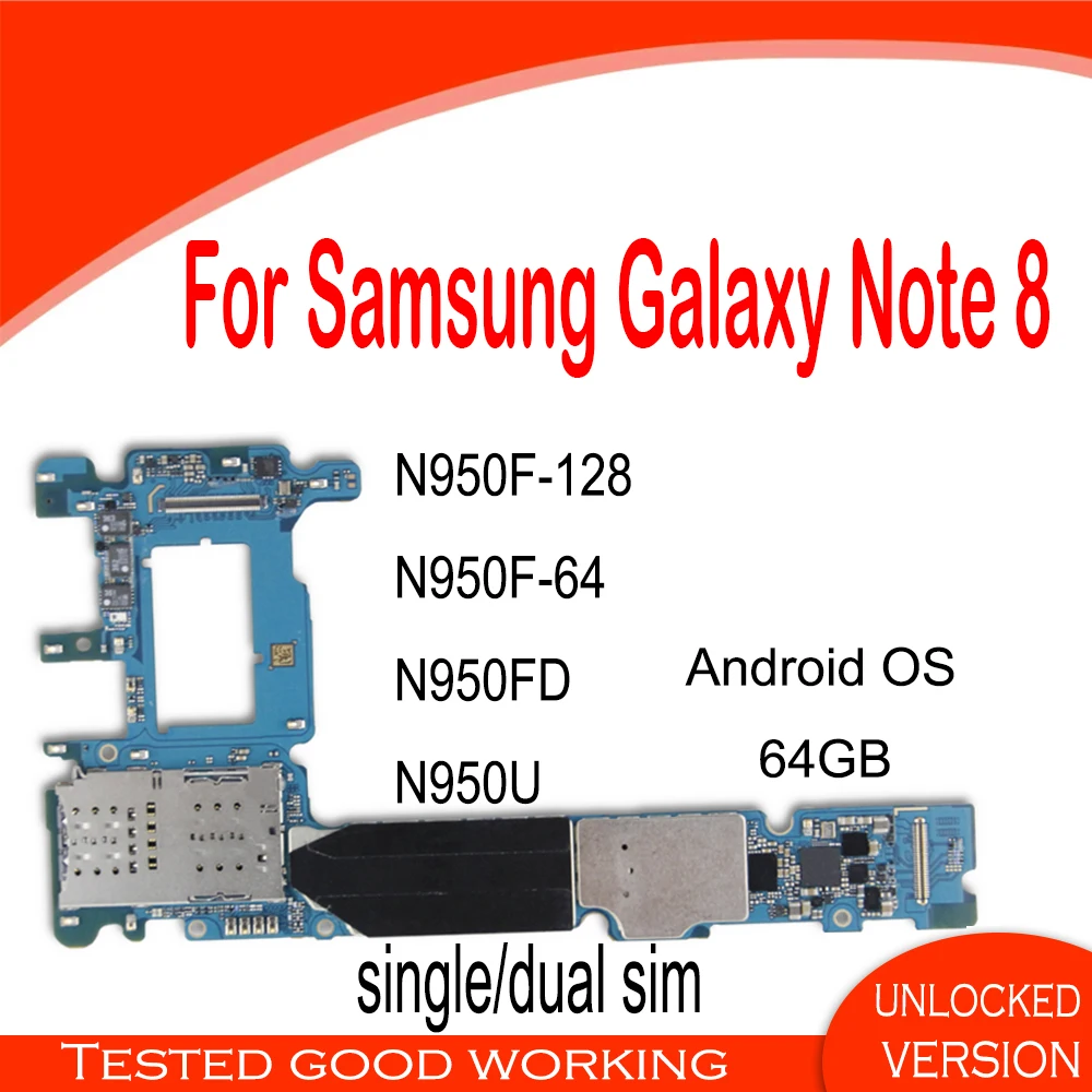 Разблокирована для samsung Galaxy Note 8 N950F N950FD N950U материнская плата Одиночная/двойная sim